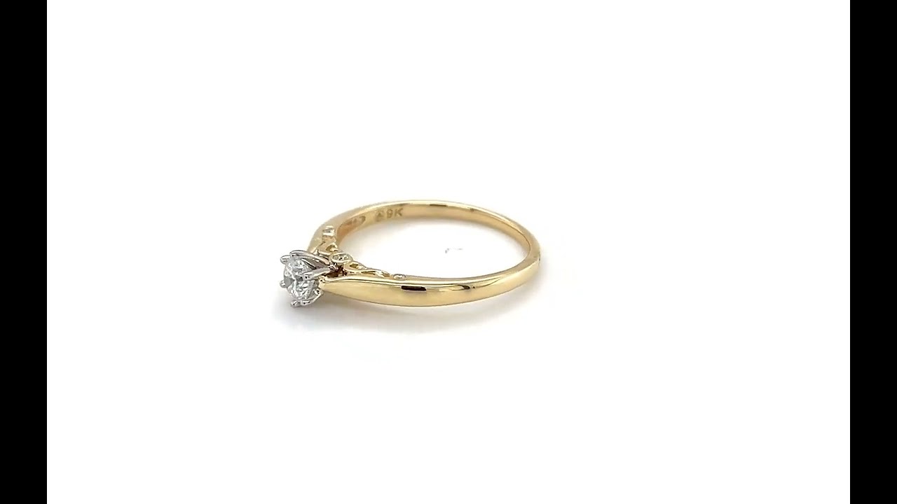 9ct Yellow Gold Brilliant Cut Diamond Ring with Diamond Underbezel - 01010251 | Johnsons Jewellers