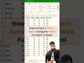 How to Find Student Ranks Using the RANK Function in Excel #rkstudio8626 #shorts