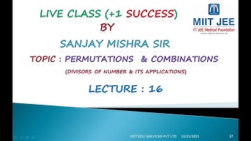+1/ Live /Combinatorics/ L- 16/  Divisor & applications / IIT JEE /By Sanjay Mishra Sir