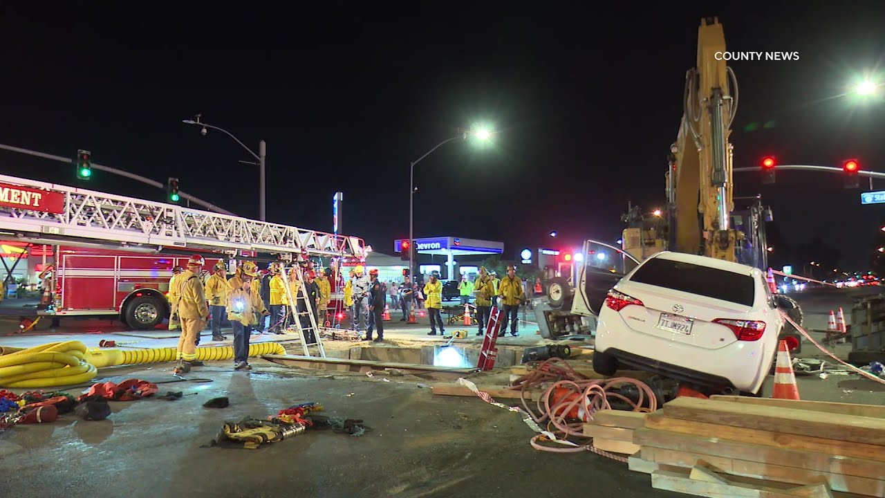 Worker Trapped In Hole After Hit & Run Driver Crashes Into Work Site ...