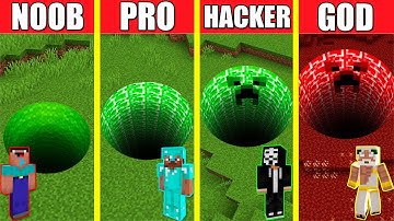 Minecraft Battle: CREEPER TUNNEL HOUSE BUILD CHALLENGE - NOOB vs PRO vs HACKER vs GOD / Animation