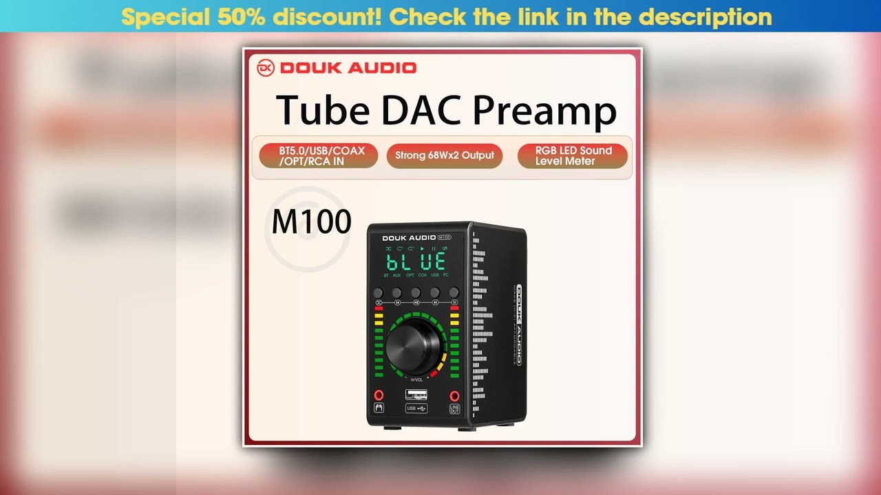 Douk Audio Mini Digital Amplifier COAX OPT Integrated Bluetooth 50 Amp HomeCarMarine Audio Amp USB