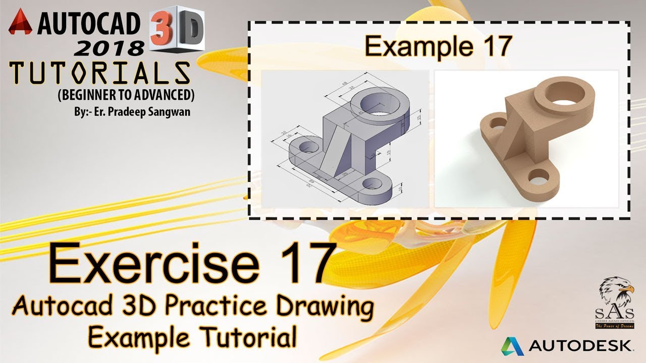 Autocad 3D Practice Drawing | Exercise 17 | Autocad 3D Example Tutorial ...
