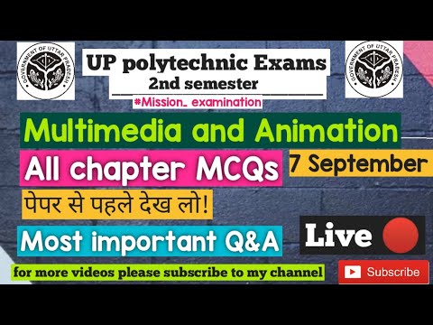 Multimedia And Animation। Most Important MCQs। Live 🔴 Class