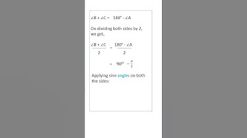 If A, B and C are interior angles of a triangle ABC, then sin(B+c/2) =cos 90/2#shorts #trigonometry