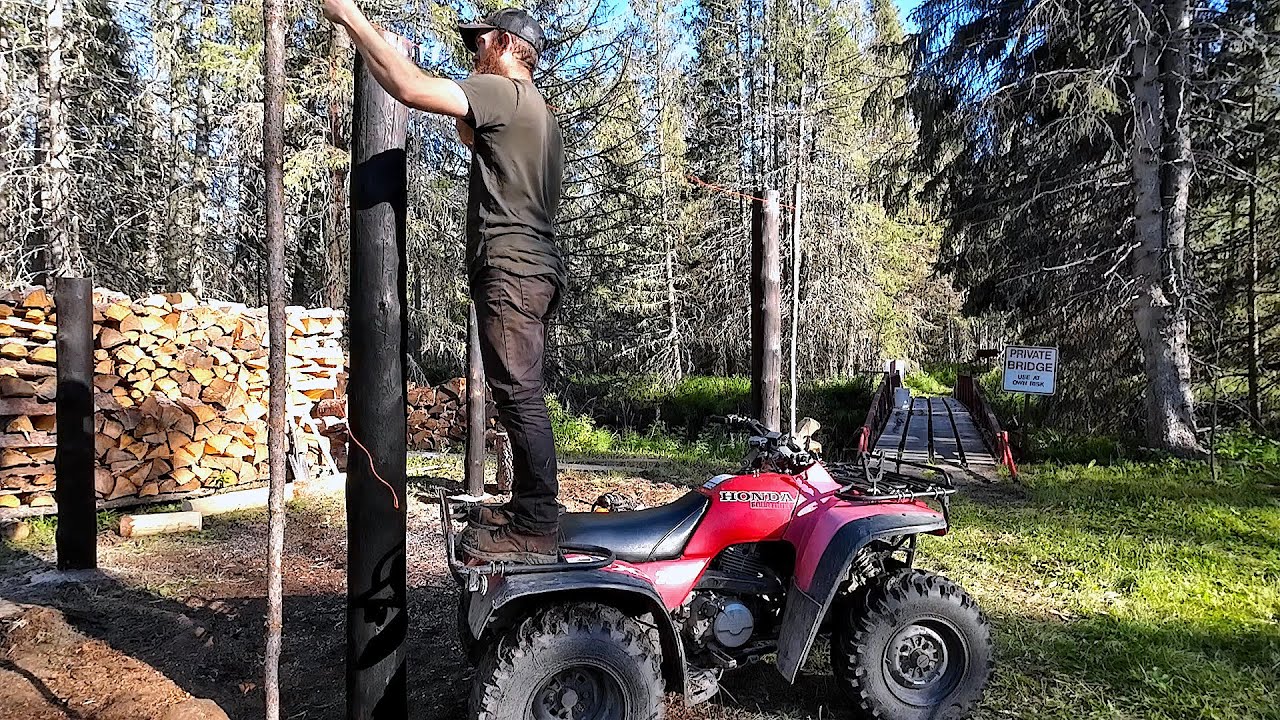 Building a Firewood Shack - Setting Wood Posts in the Ground - YouTube