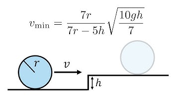 Ball climbing a step: what is the minimum velocity required?