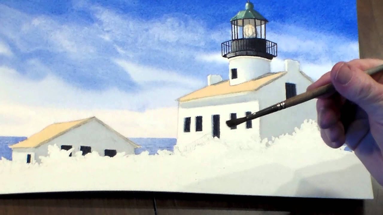 How to Paint a Lighthouse in Watercolor Step 6 Painting the Roof