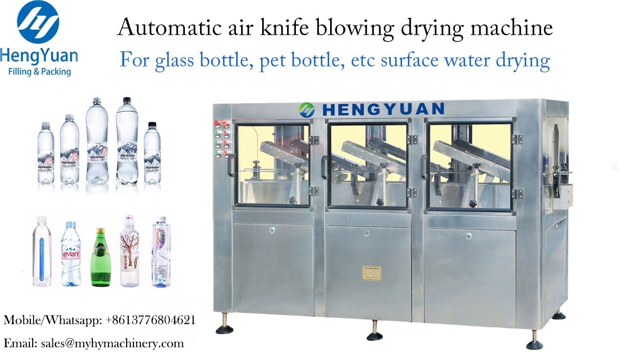 Automatic air knife bottle surface blowing water drying machine YouTube