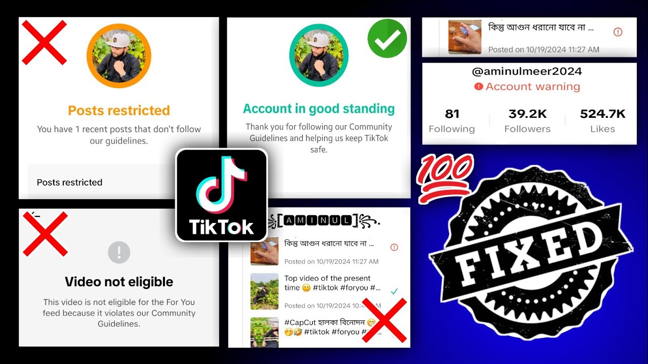 How to Fix Tiktok Posts restricted & Account Warning Problem || (2024 ...