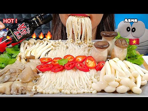 EATING MUSHROOMS FEAST + SPICY FIRE SAUCE ASMR makan jamur / ăn nấm / 먹방 Real Sounds