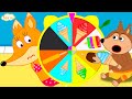 The Fox Family and friends rainbow ice cream on the mystery wheel of fortune - cartoon for kids #872