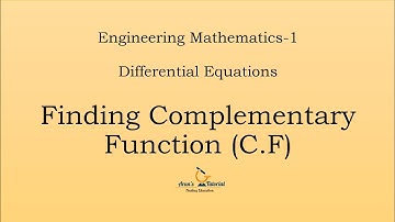 Finding Complementary Function in Tamil | Engineering Maths-1 | Differential Equations |