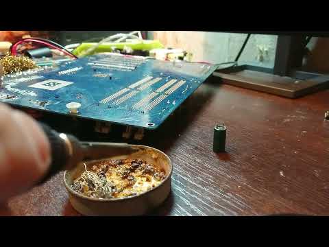 Ремонт, замена вздутых конденсаторов на материнской плате