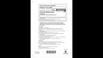 Pearson EDEXCEL A Level Further MathemATIcs Question Paper 3d 2024 9fm0 3d Decision MathemATIcs 1