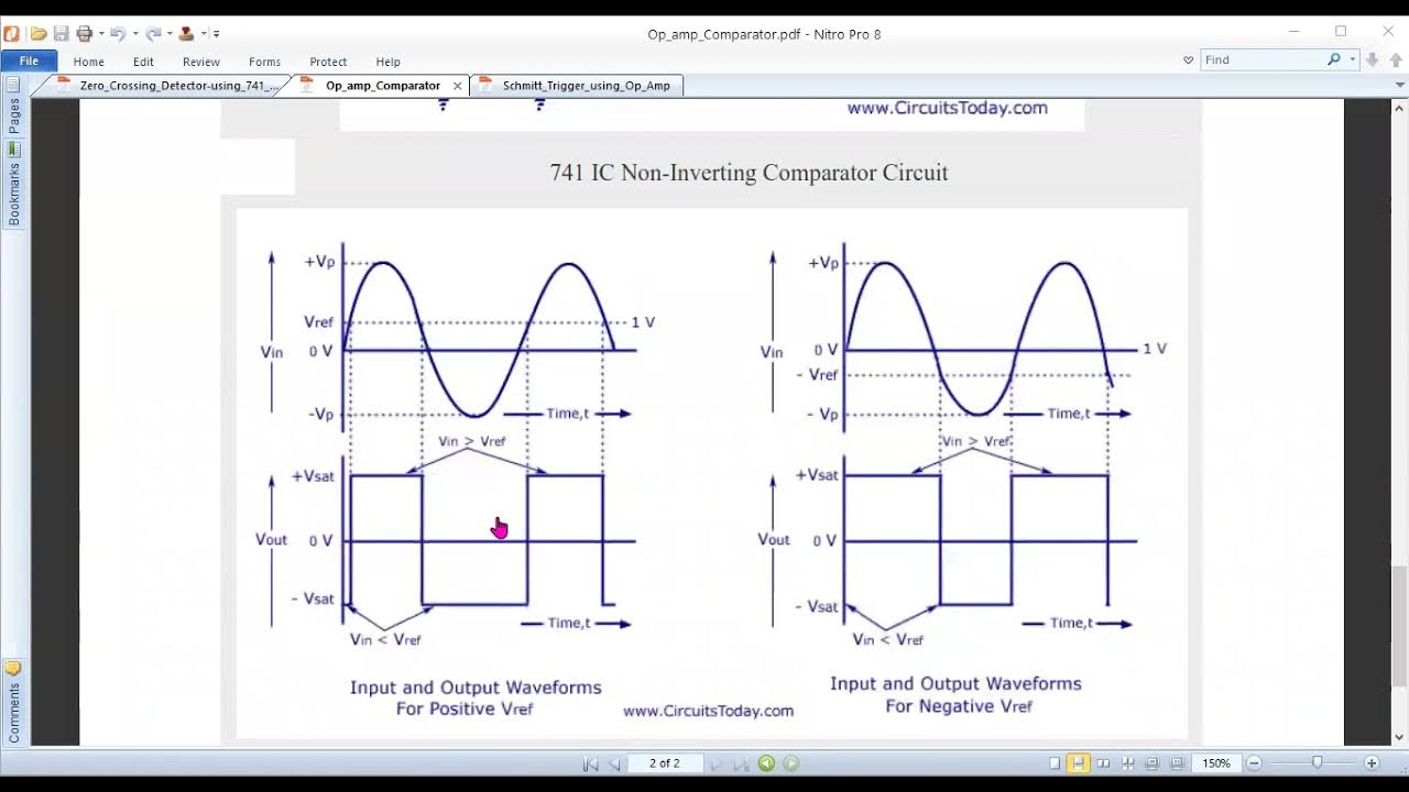 OP Amp as a voltage comparator zero crossing detectors Schmitt trigger