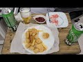 여러가지 감자랑 캔 맥주 한잔Various kinds of potatoes and a can of beer.