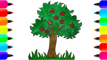 Tô màu Cây Táo cho bé 🎄🍎🎄 Cách tô màu nước đẹp 🍎🎄🍎 Apple Tree Coloring Pages for Kids