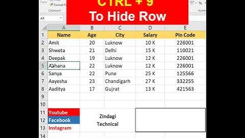 Quickly hide columns and Rows in Excel | How to hide and unhide a row or column #short #shorts