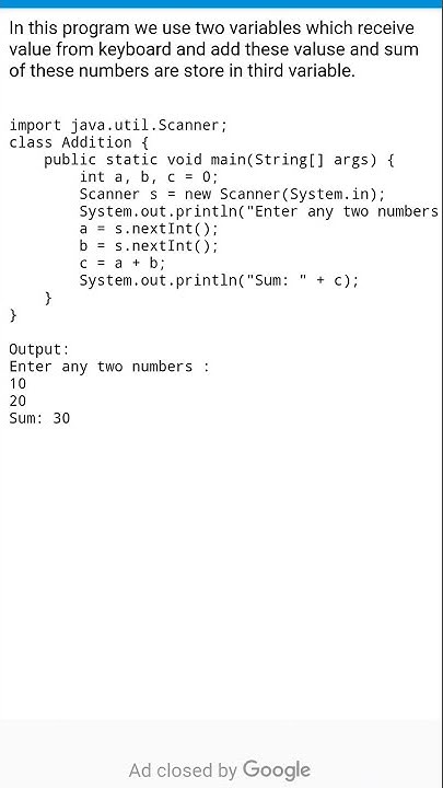 Java Program to find sum of 2 numbers - YouTube