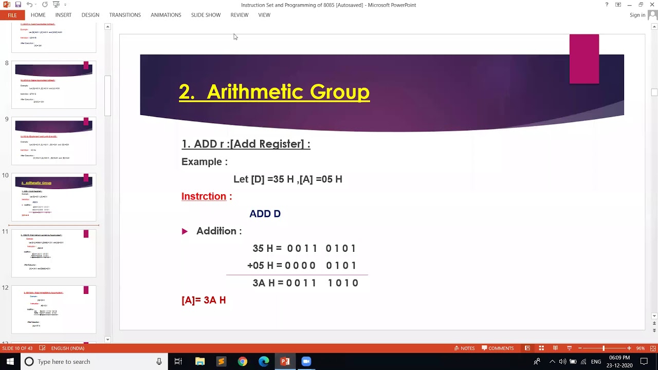 Instruction set and programming with 8085