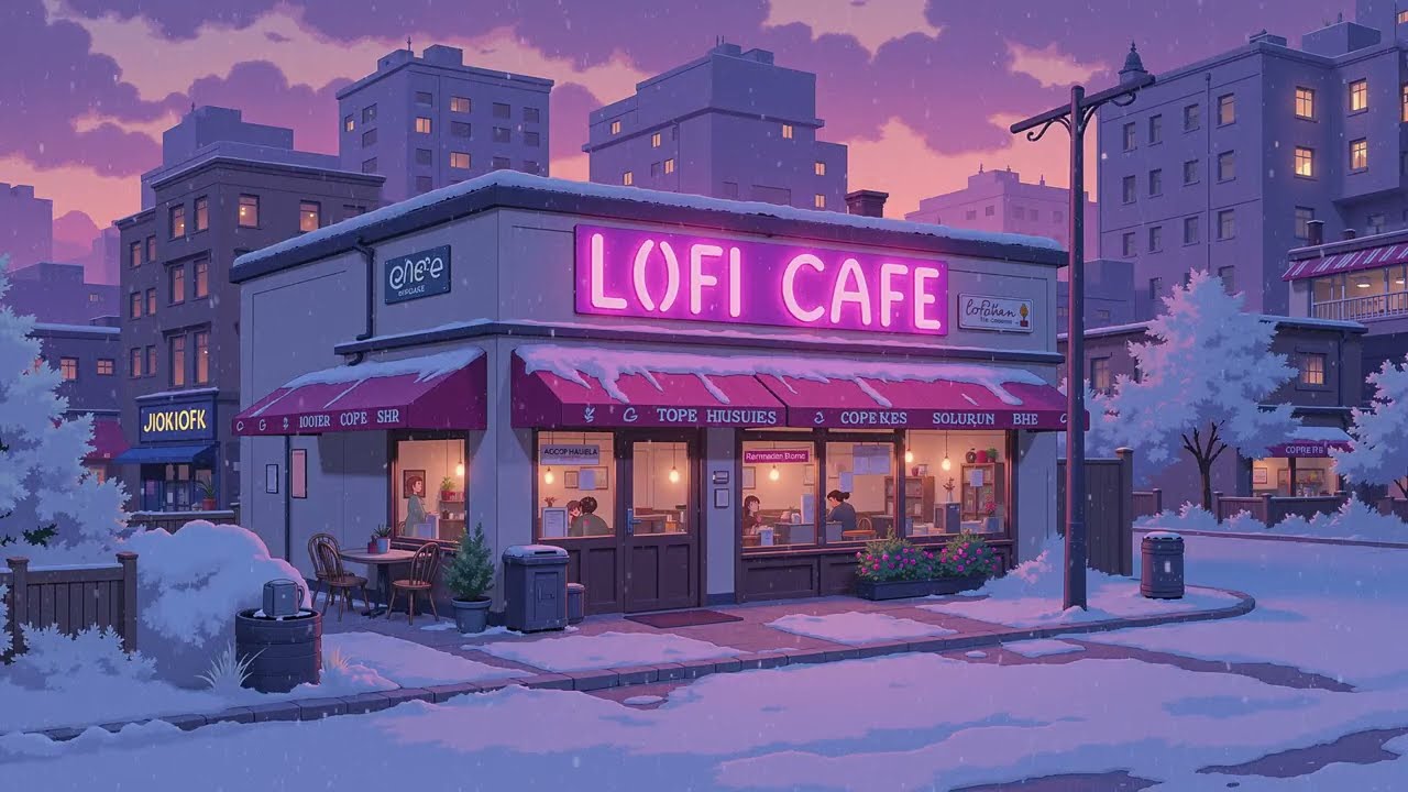 Warm Winter Lofi Café ☕ Snowy Evening Coffee Shop ❄️ Soft Beats for Study, Relax & Focus.