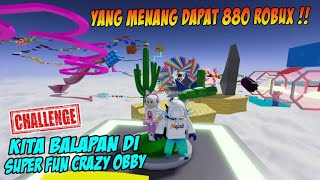 CHALLENGE: YANG MENANG DAPET 880 ROBUX - ROBLOX SUPER FUN CRAZY OBBY *NEW* - TANDING PARKOUR