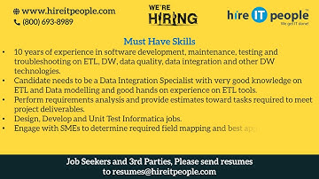 Data Management - Data Integration Jobs | Informatica Jobs |  Pittsburgh, PA | Job ID: 34420 |