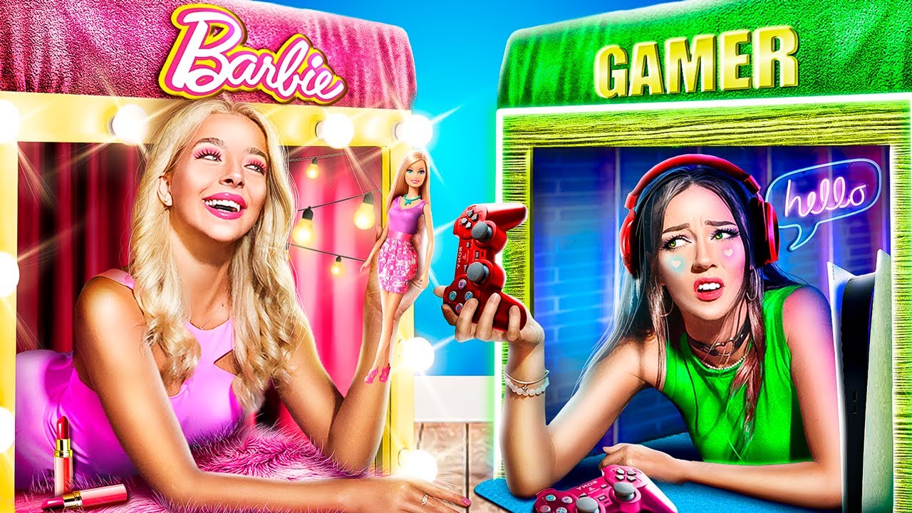 ⁣Quartos Secretos! Barbie vs Gamer