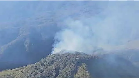  Administration during aerial surveillance of the wildfire in Khonoma Dzükou.Officials 