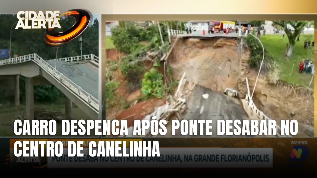 Queda de ponte no centro de Canelinha mobiliza moradores da região
