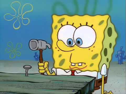 Spongebob Hammers a Nail In Wood While I Play Unfitting Music - YouTube