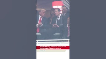 President Trump, Elon Musk shake hands at #charliekirk memorial service