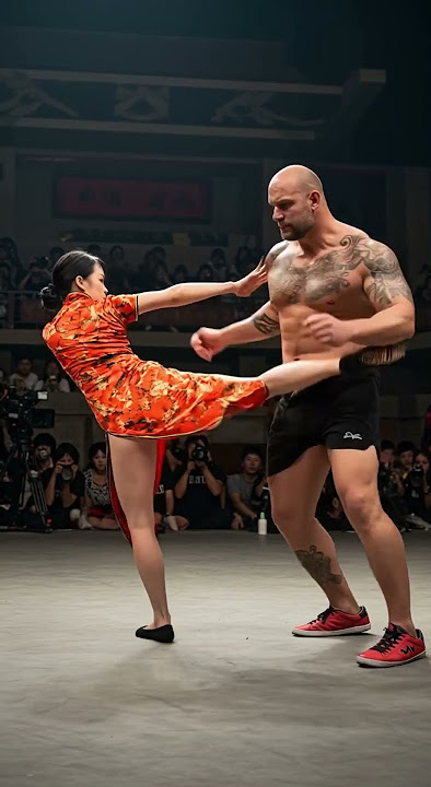 Qipao beauty's combo crushes opponent β soft yet strong, stunning! #kungfu #fight #mma #wushufight