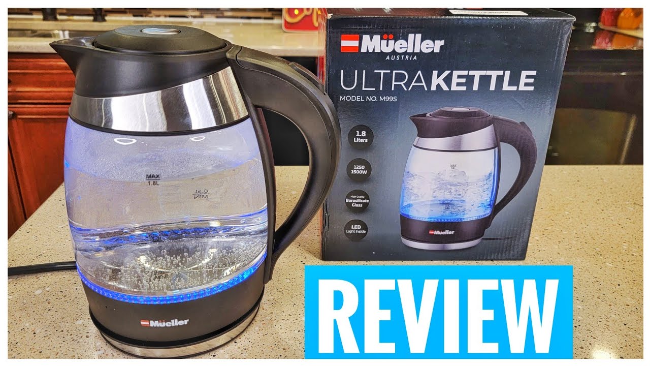 Mueller Ultra Kettle: Model No. M99S 1500W Electric Kettle with SpeedBoil  Tech, 1.8 Liter Cordless with LED Light, Borosilicate Glass, Auto Shut-Off  and Boil-Dry Protection 