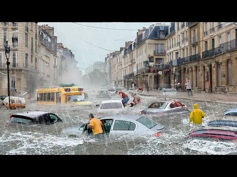 فرنسا الآن فيضان مفاجئ في كان يجرف الناس والسيارات وأوروبا في حالة صدمة