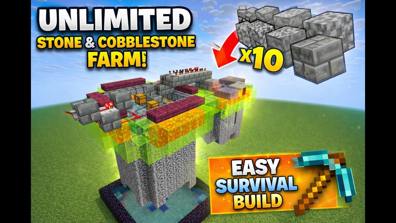 Stone Farm Java Unlimited Stone Farm in Minecraft! ⛏️ | Simple Stone Farm for Survival ...