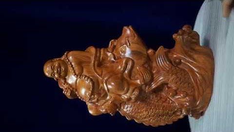 Di lặc cưỡi cá chép gỗ hương - thucongmynghevietnam.vn