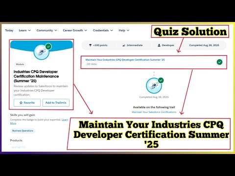 Industries CPQ Developer Certification Maintenance Summer ’25|Maintain Your Industries CPQ Developer