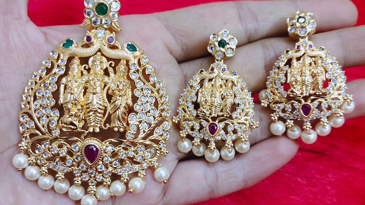 South Indian Style Ram Parivar matt gold finish Temple jewellery set | eBay