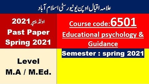 Allama Iqbal Open university Past Paper Course Code 6501 Spring 2021#aioupastpapers #aioucode6501