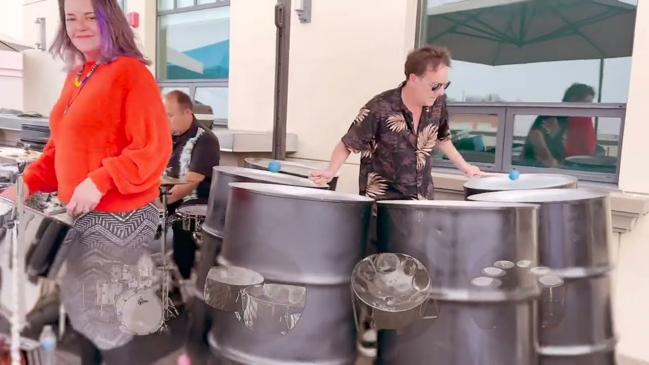 Our acoustic steel drum quartet! With bass pans!