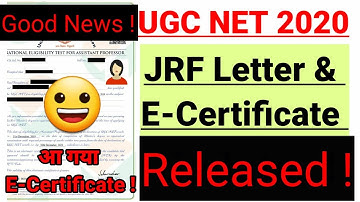 NTA UGC NET 2020 E-Certificate & JRF Letter ||National Fellowship/Kab ayega Net Certificate/Ugc Net