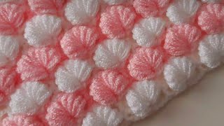 غرز كروشيه / غرزة كروشيه مجسمه لعمل بطانية /كوفية /شال/ Easy crochet baby blanket