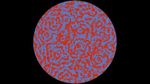 Petri-Dish BZ Reaction Cellular Automation (70,000 Cells)