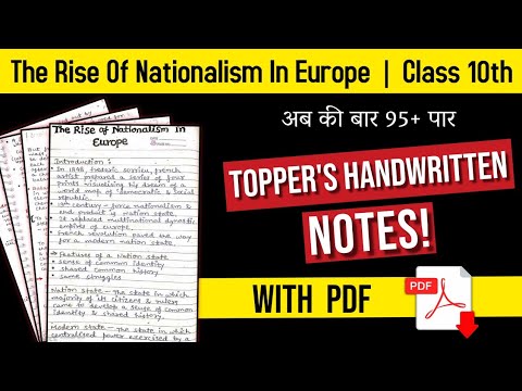 The Rise of Nationalism in Europe Class 10 History Notes Chapter 1