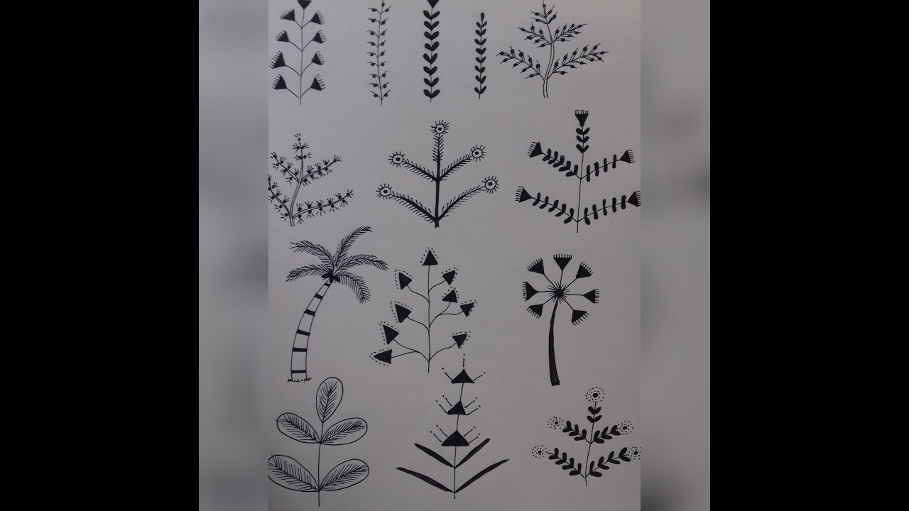 Warli art tutorial 11 - Warli plants and trees 