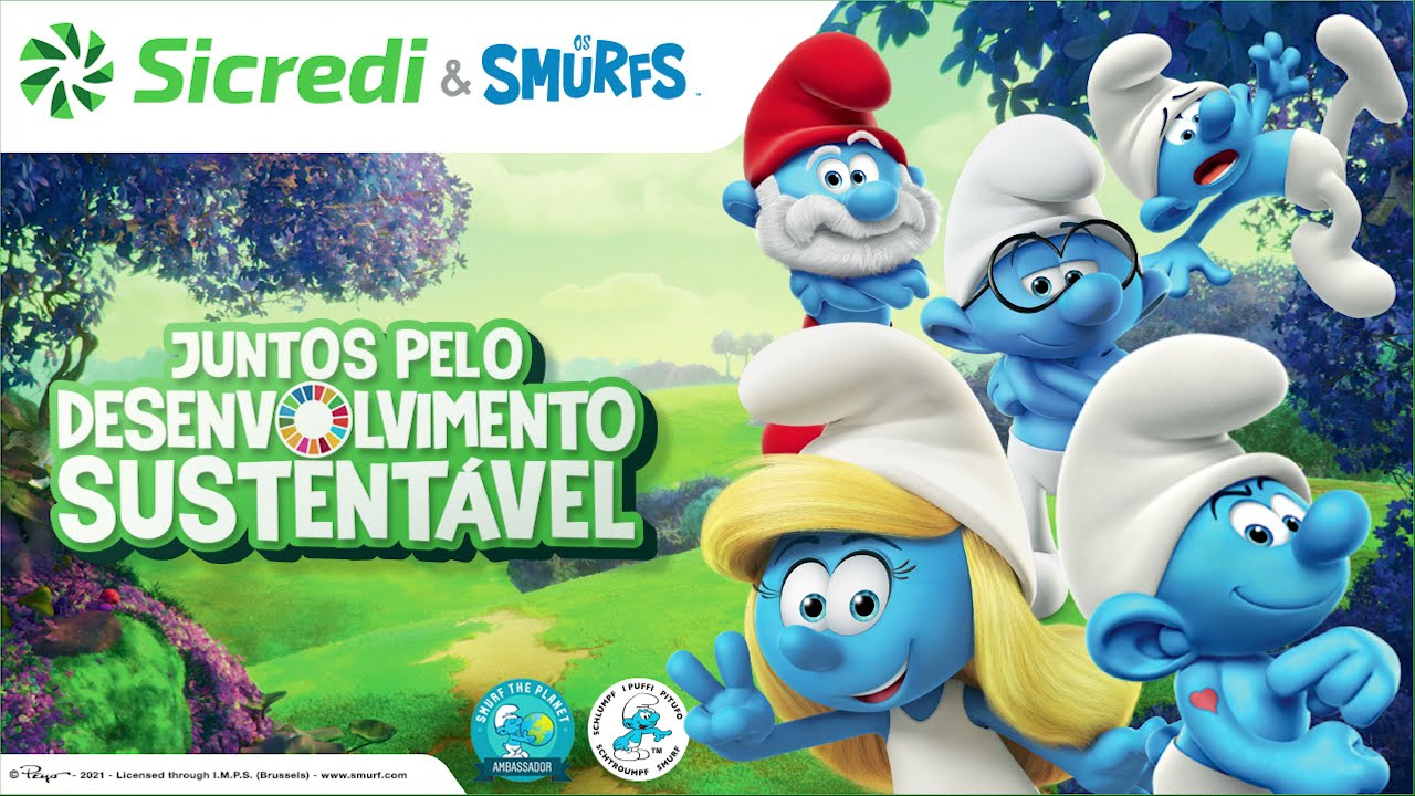 Um ônibus verde com a palavra smurf na frente