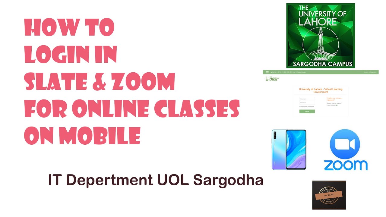 How to login in slate & zoom for online classes on mobile
