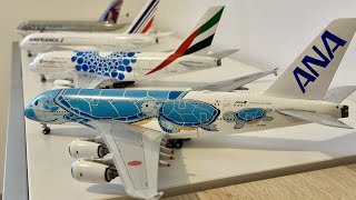 4K - ANA Airbus A380-800 Flying Honu livery Unboxing 1:200 Diecast model Blue turtle livery JC Wings